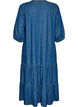 Denim maxi-jurk met gerimpelde lagen, Blauw, Packshot image number 1