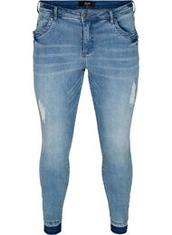 Super slim fit Amy jeans met slijtage, Blue denim