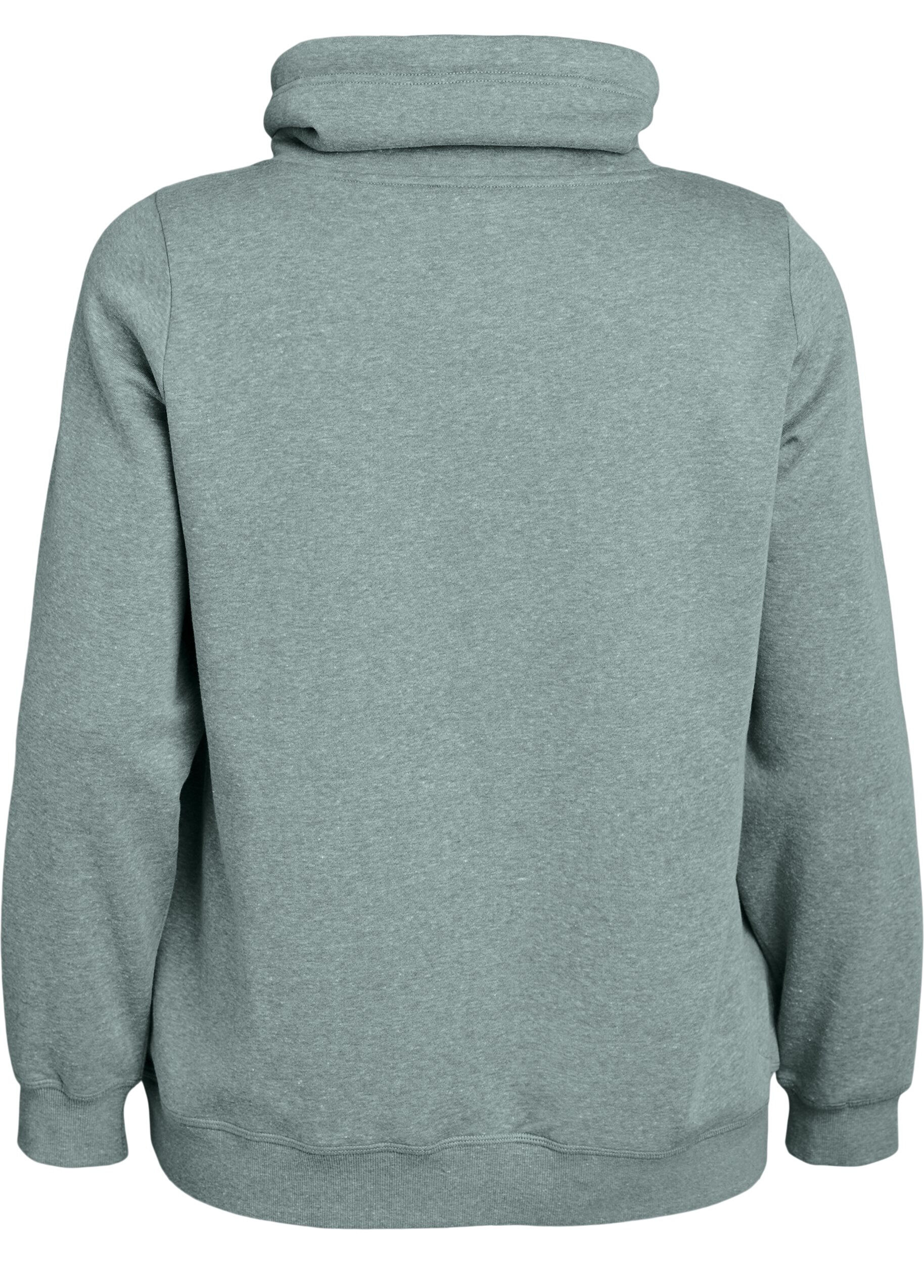 Zizzi Sweatshirt met hoge kraag en zakken, Groen, Packshot image number 1