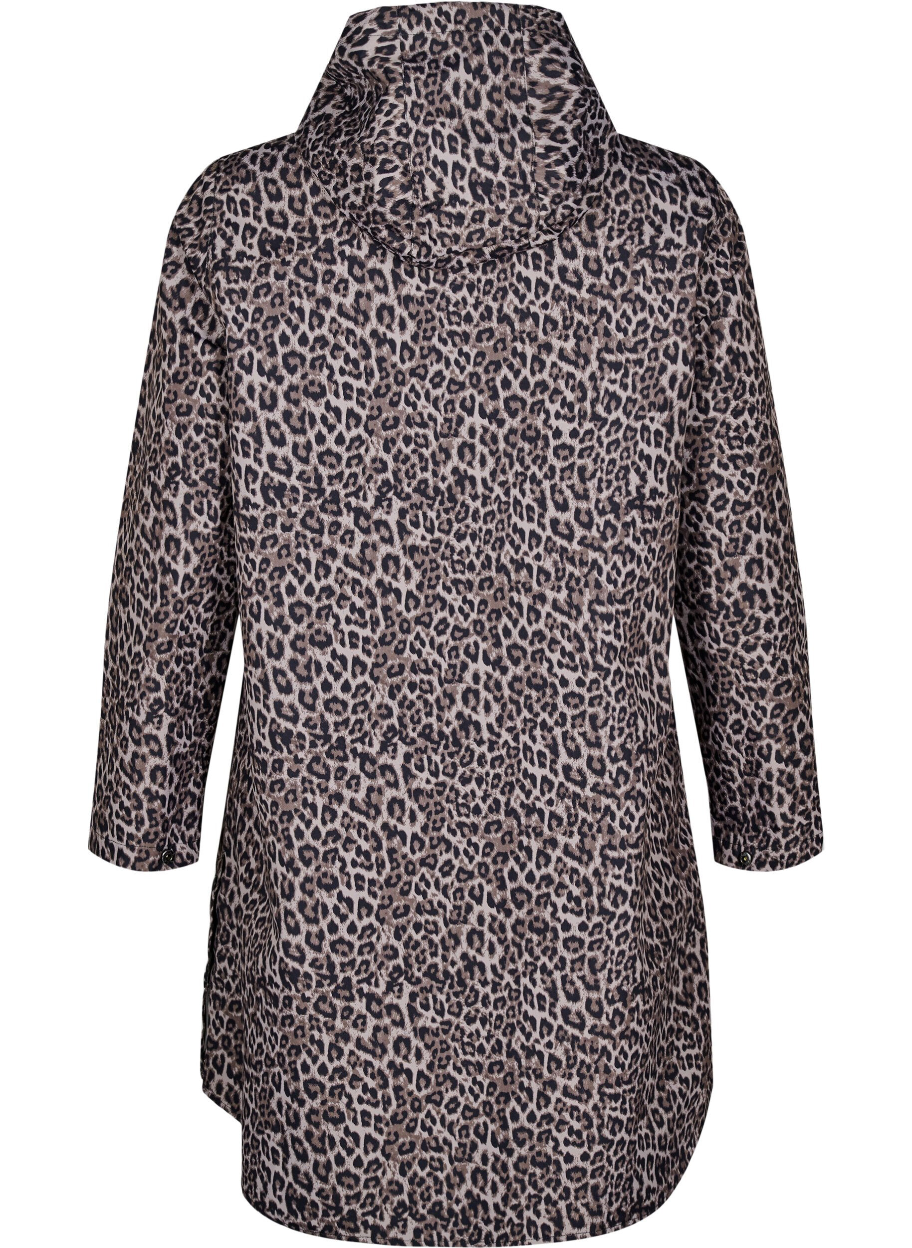 Zizzi Regenjas met zakken en capuchon, Bruin, Packshot image number 1