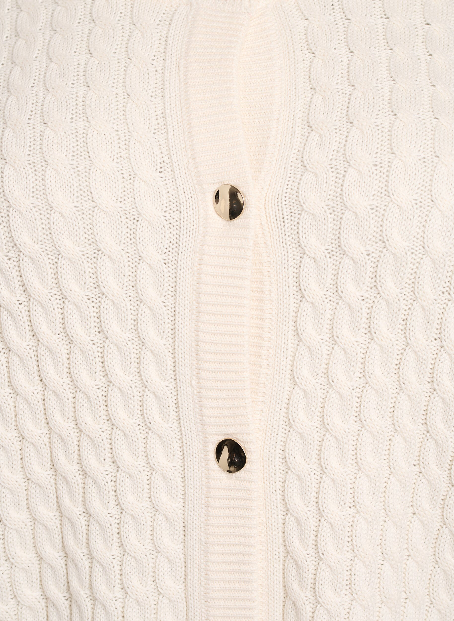 ZizziKabelgebreid vest met gouden knopen, Vanille, Packshot image number 2