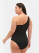 One-shoulder badpak met mesh, Black, Model image number 1