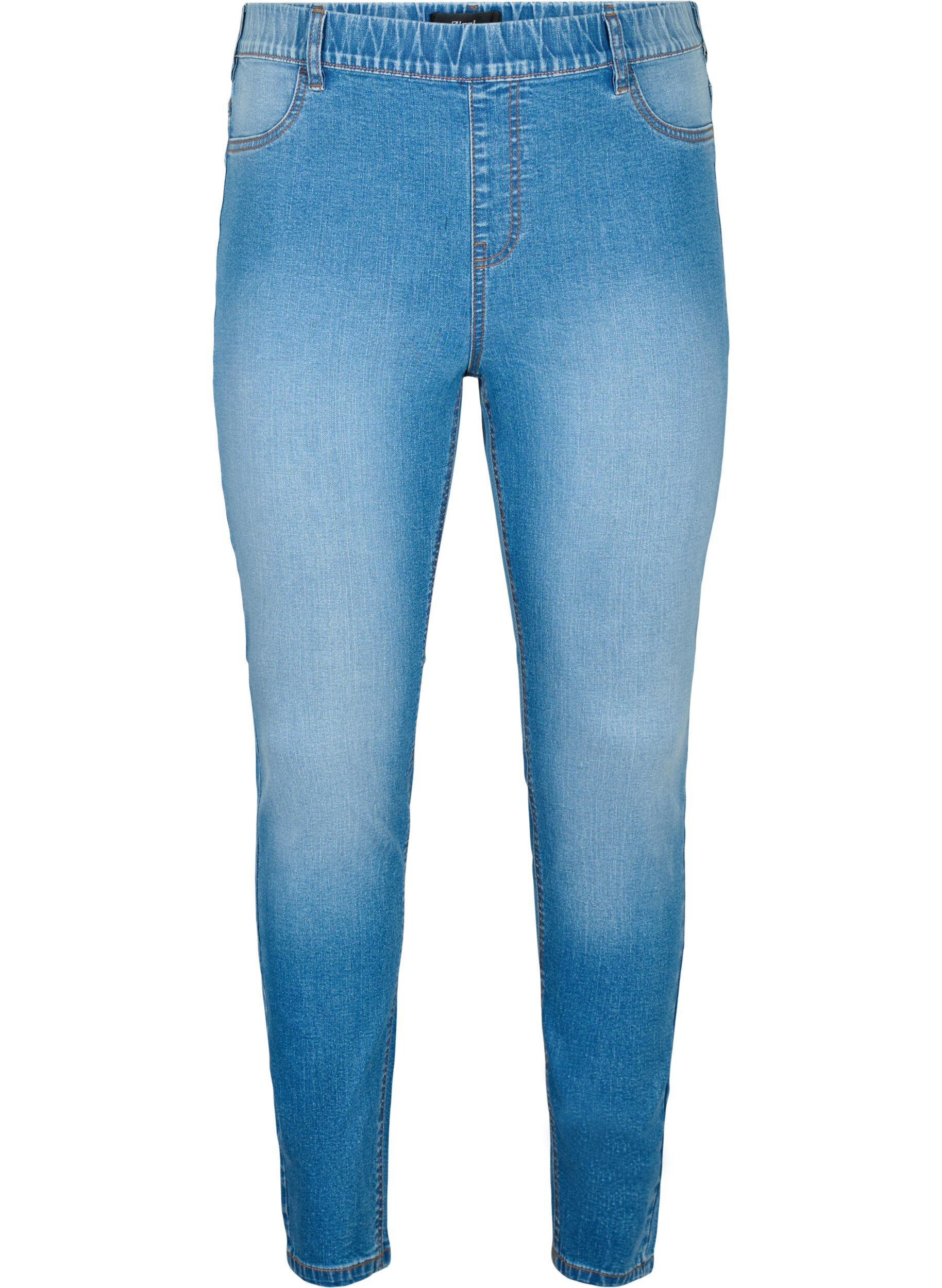 Zizzi Jeggings met achterzakken, Blue denim, Packshot image number 0