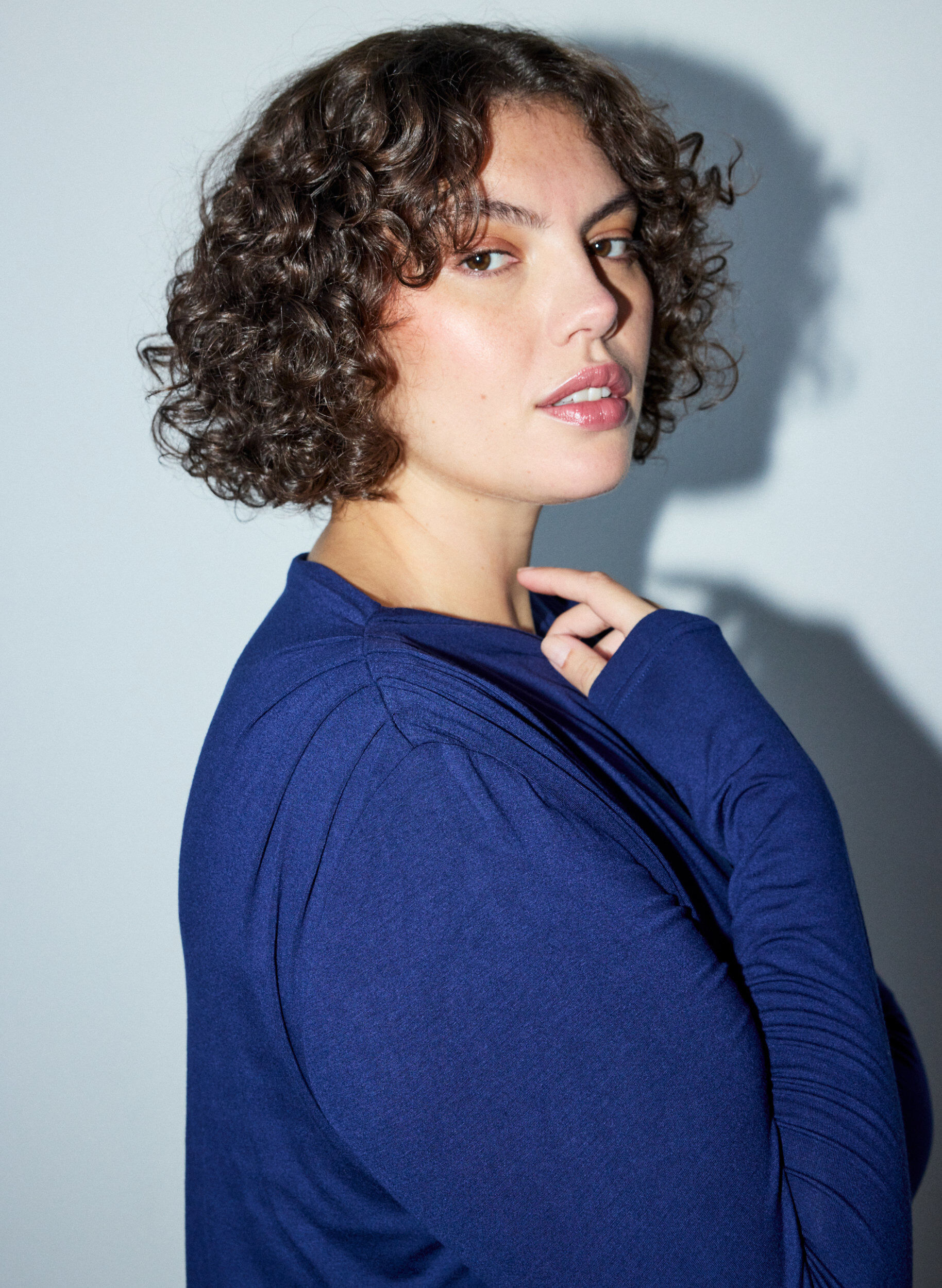 ZizziBlouse met boothals en ballonpasvorm, Blauw, Model image number 4
