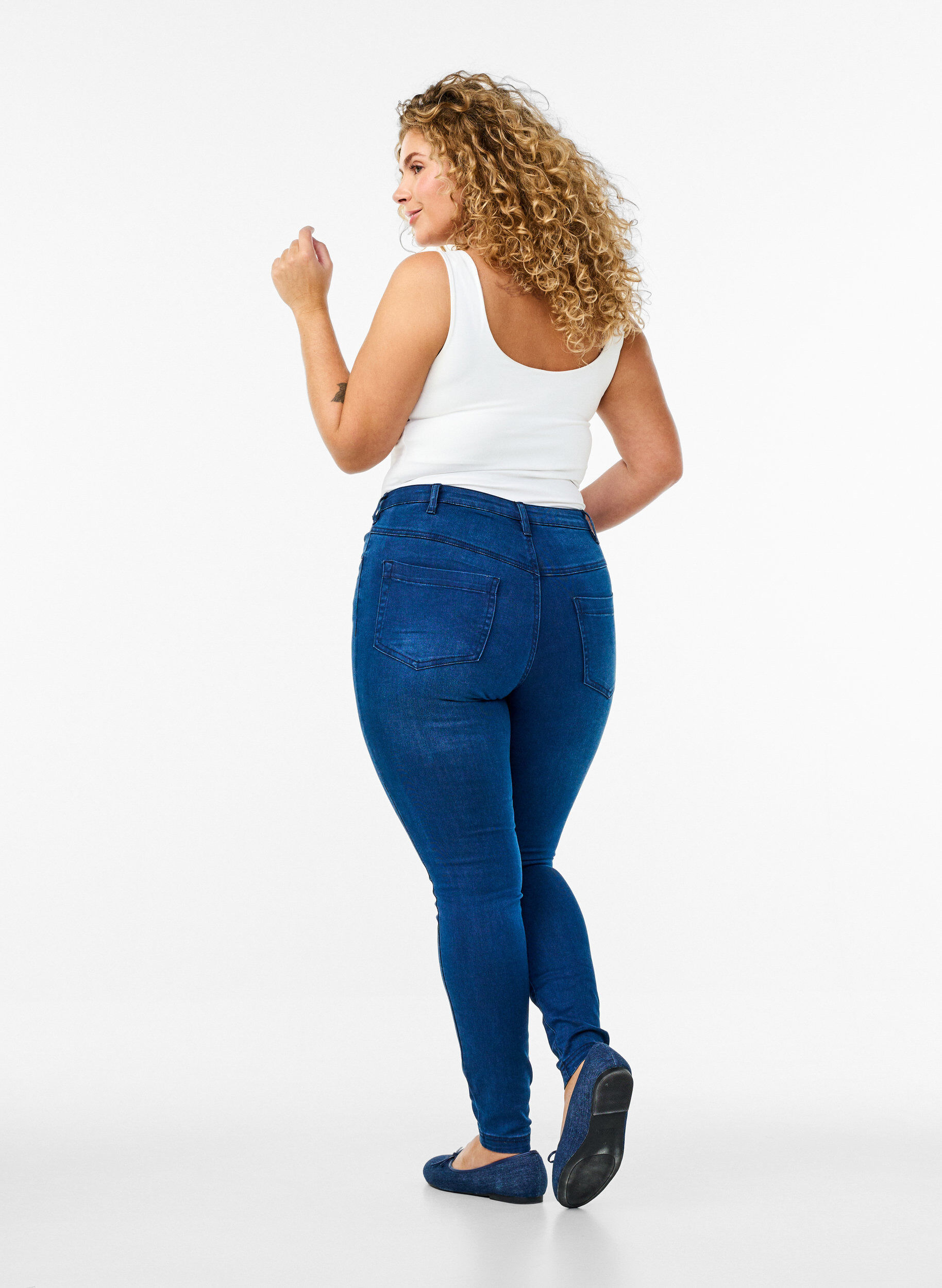 Zizzi Super slim Amy jeans met hoge taille, Blue Denim, Model image number 1