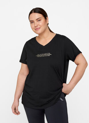 Katoenen sport t-shirt met print, Black Inspired, Model image number 0