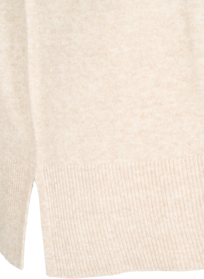 Gebreid vest met geribbelde randen, Beige, Packshot image number 3
