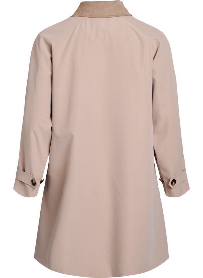 Lentejas met imitatie su&egrave;de kraag en onzichtbare knoopsluiting, Beige, Packshot image number 1