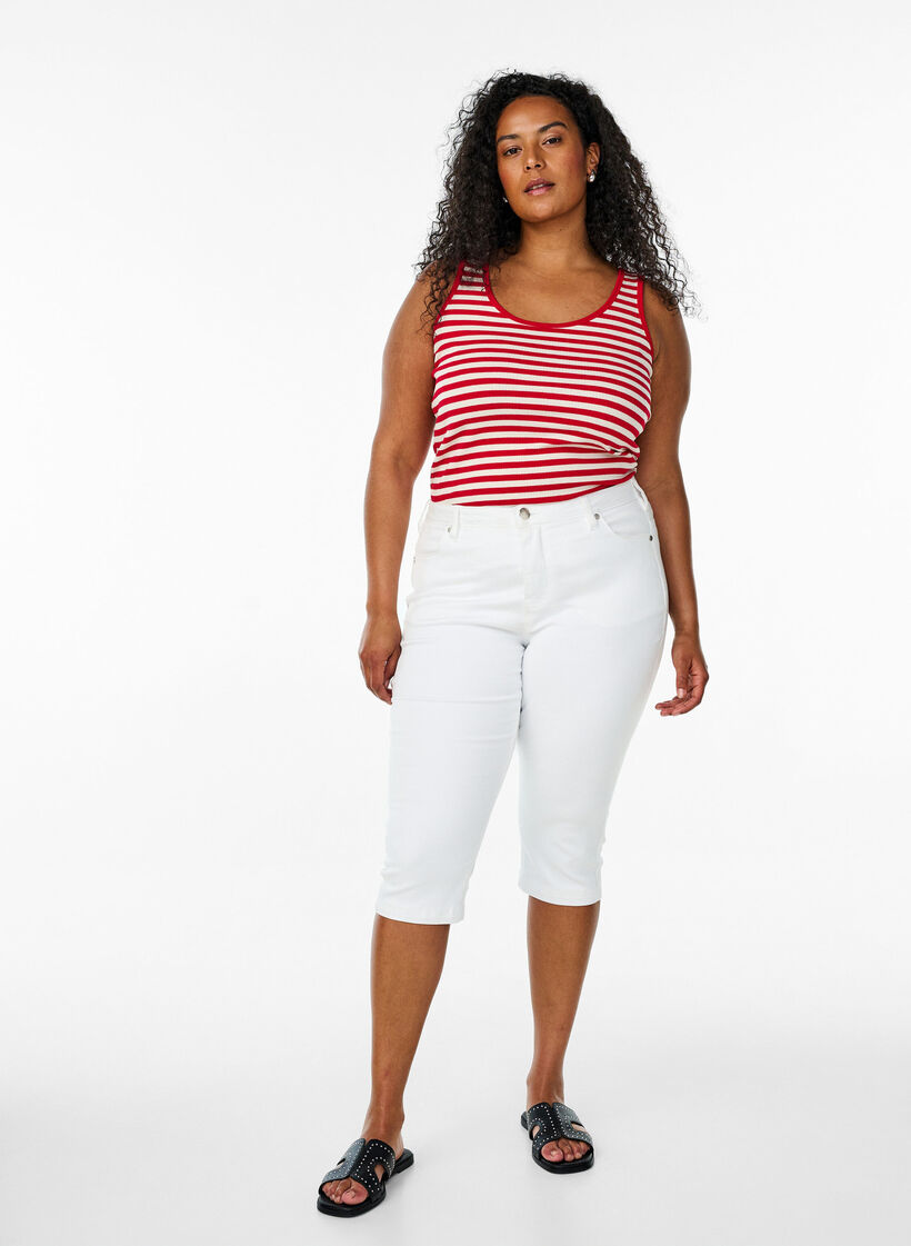 Gestreepte tanktop met een ribstructuur, Snow W. U.R.Stripe, Model image number 2