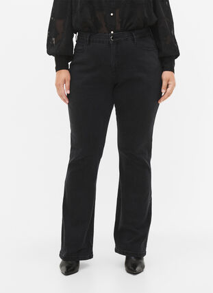 Ellen bootcut jeans met hoge taille, Grey Denim, Model image number 2