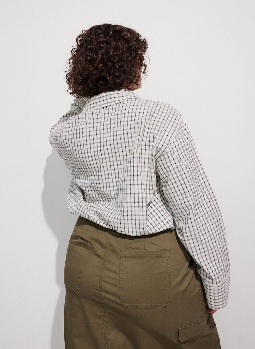 Geruite overhemd met een borstzakje, Wit, Model image number 2