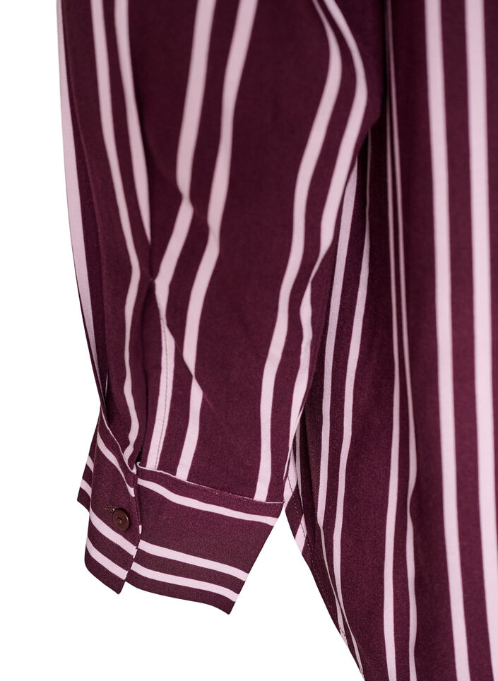Gestreept nachthemd, Donker Bordeaux, Packshot image number 3
