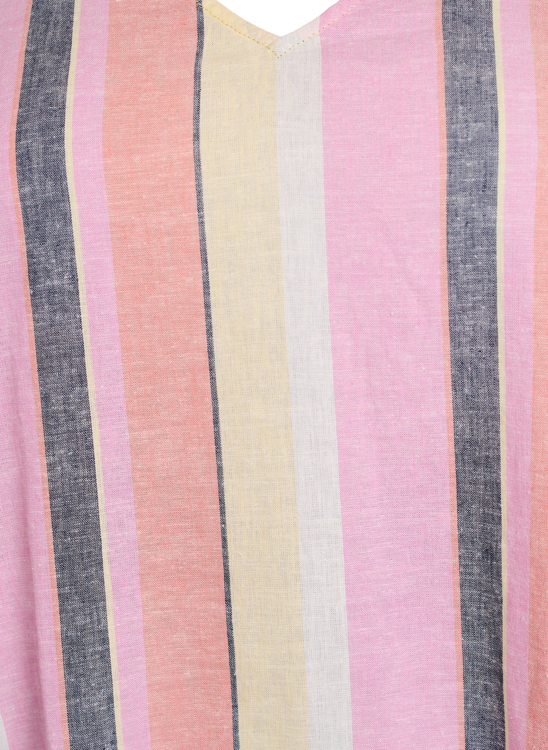 Zizzi Korte jurk in linnen en viscose met 3/4 mouwen, Geel, Packshot image number 2