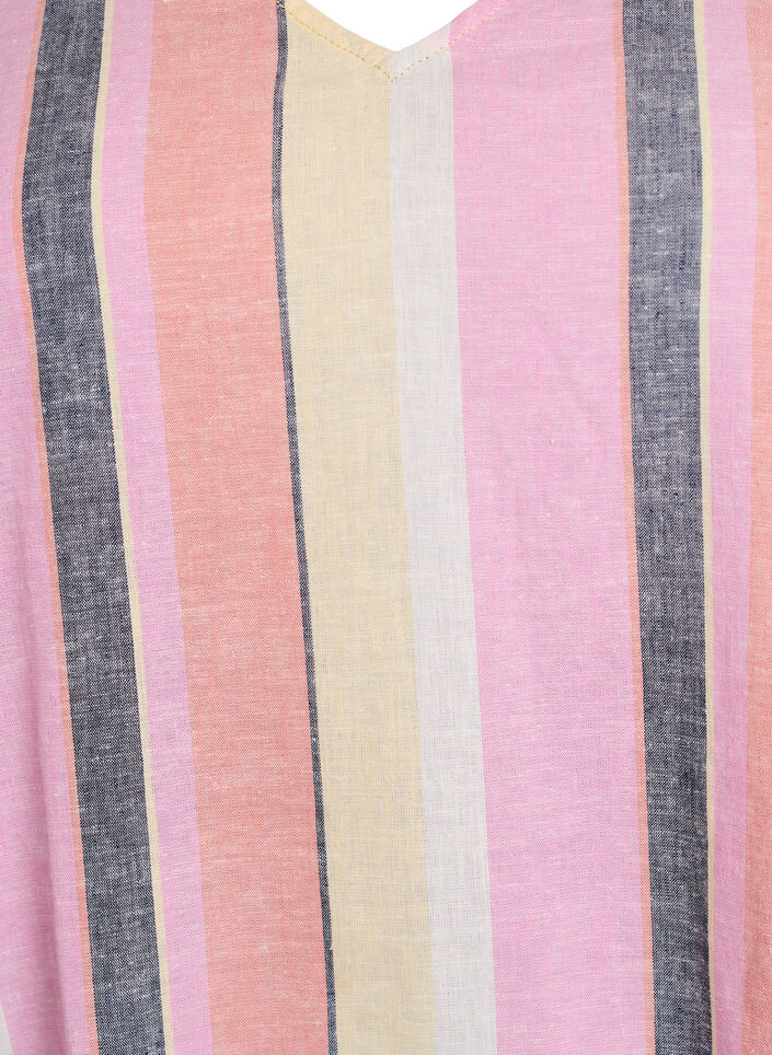 Korte jurk in linnen en viscose met 3/4 mouwen, Geel, Packshot image number 2