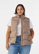 Korte puffer bodywarmer met hoge kraag, Bruin, Model image number 0