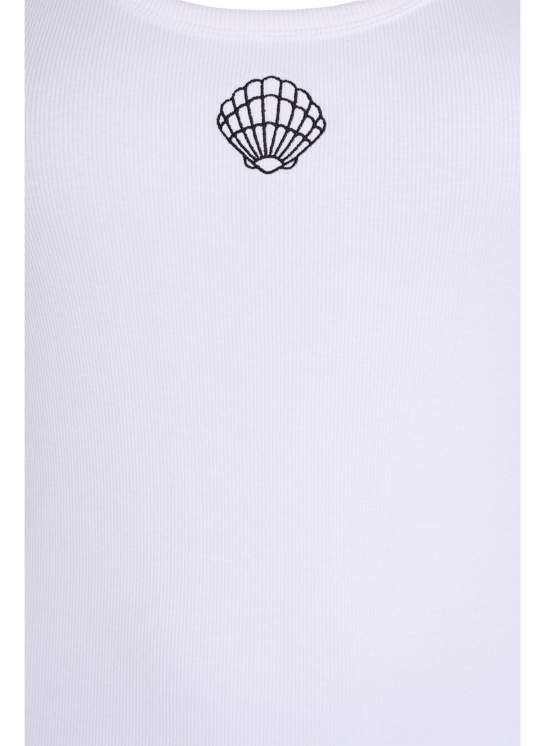 Zizzi Nauwsluitende top met motief, Wit, Packshot image number 2