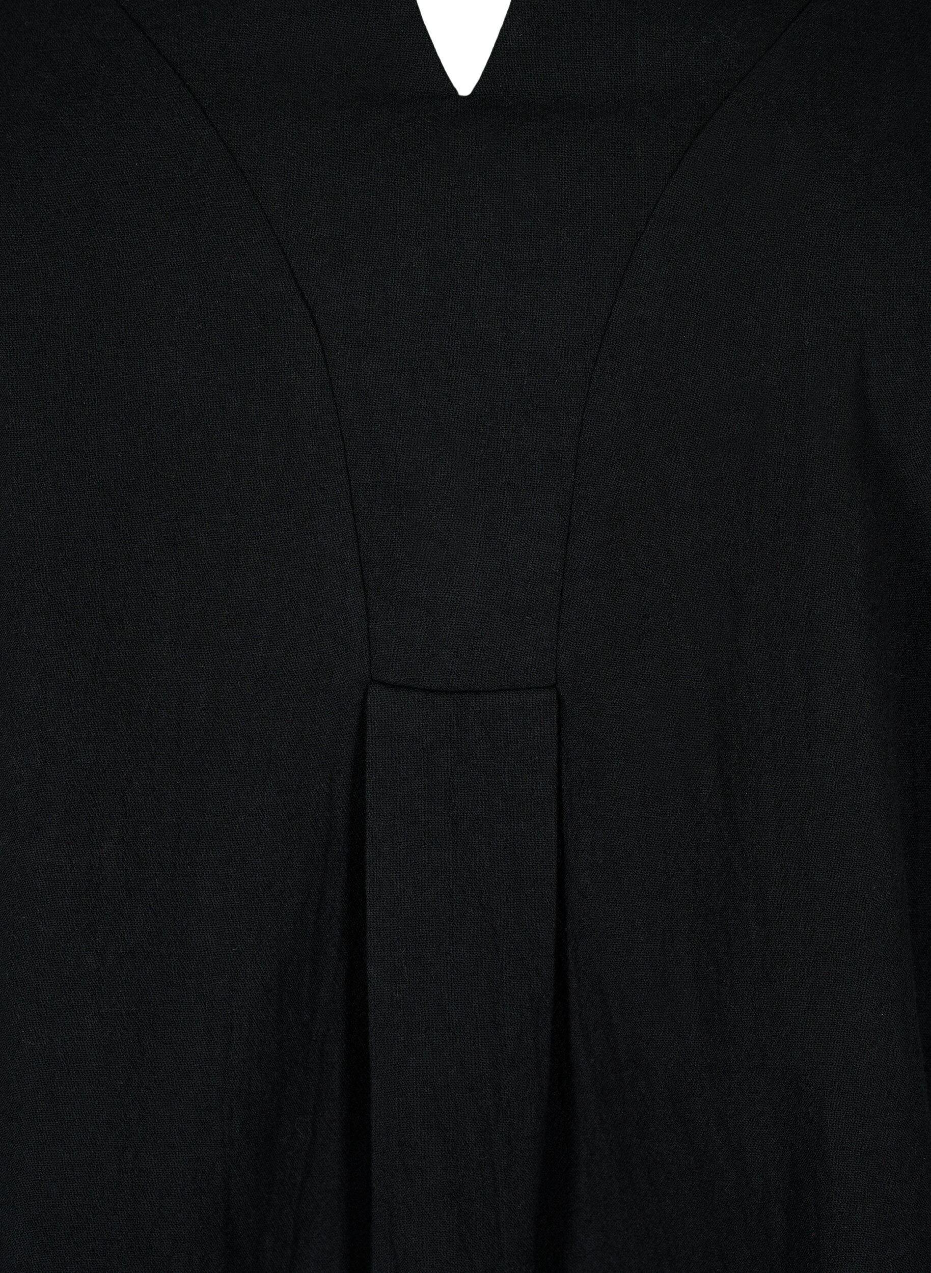 Zizzi FLASH - Katoenen blouse met halflange mouwen, Black, Packshot image number 2