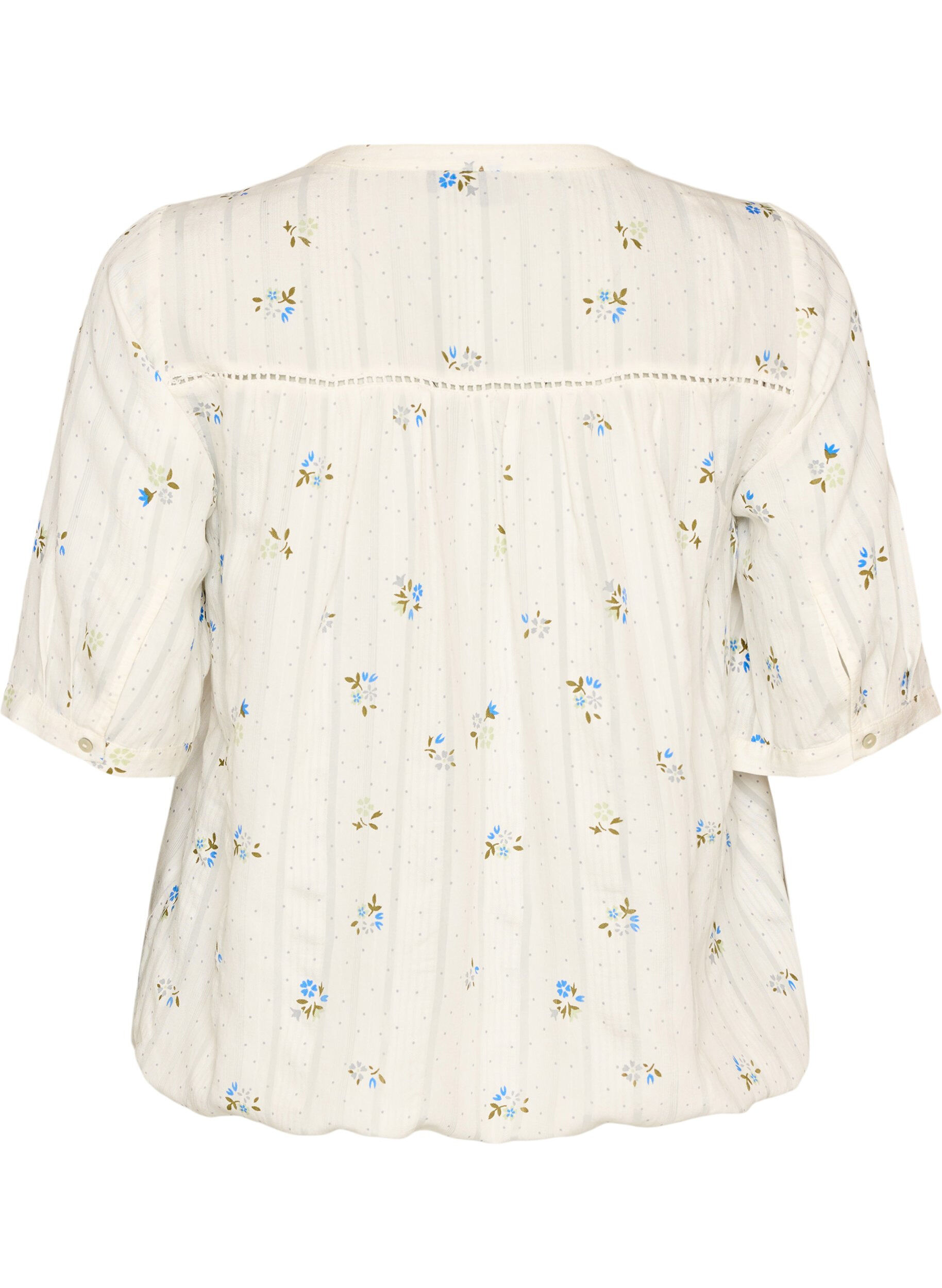 ZizziBlouse met print en 1/2 mouwen, Vanille, Packshot image number 1
