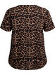 Viscose blouse met korte mouwen en print, Bruin, Packshot image number 1