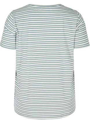 Gestreept t-shirt in katoen, Balsam Green w.Egret, Packshot image number 1