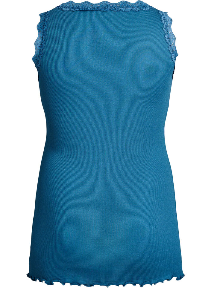 Top met kanten afwerking, Blauw, Packshot image number 1