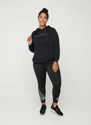 Sweatshirt met capuchon en print, Black, Model image number 2