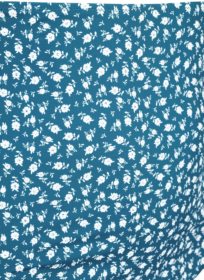 Bikinibroekje met extra hoge taille en bloemenprint, Blauw, Packshot image number 2