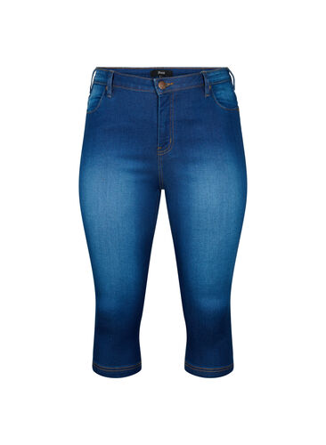 High waist Amy capri jeans met super slim fit, Blue denim, Packshot image number 0