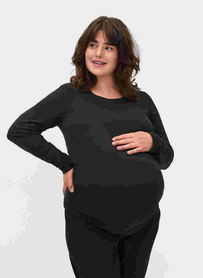 Basic zwangerschapstop met lange mouwen , Black, Model