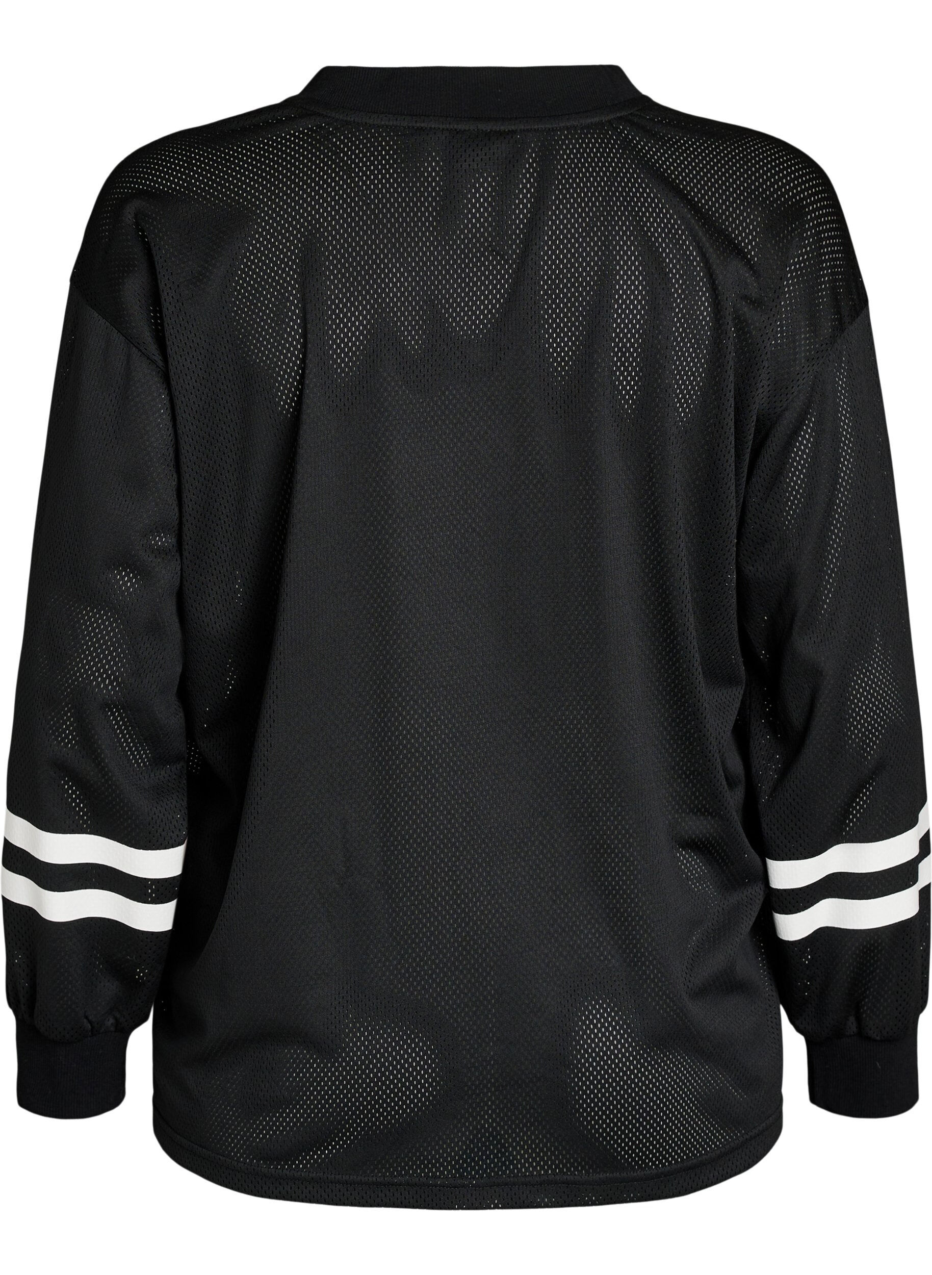 ZizziSporty mesh-top met tekstprint, Zwart, Packshot image number 1