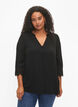 Viscose shirt met V-hals, Black, Model image number 0