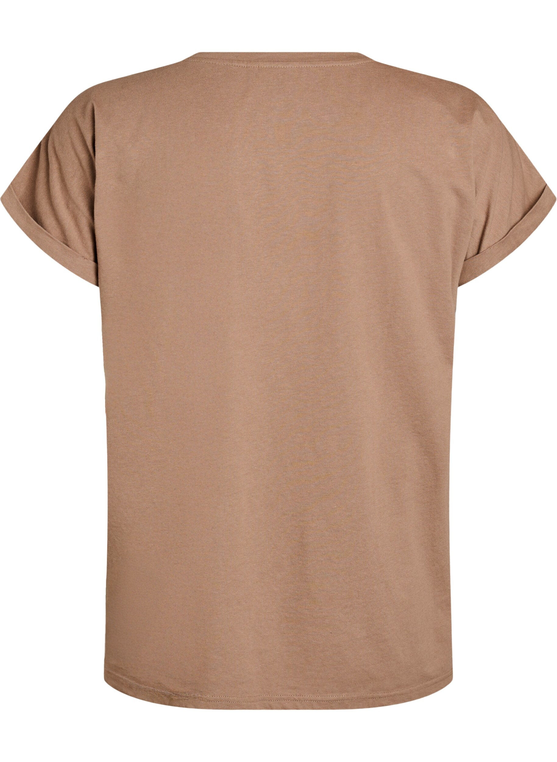 ZizziT-shirt met korte mouwen van katoenmix, Bruin, Packshot image number 1