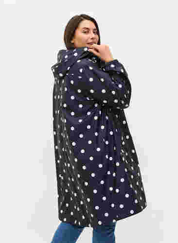 Gedessineerde regenjas met capuchon, Navy Blazer W/Dots, Model image number 1