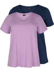Set van 2 basic t-shirts in katoen, Paisley Purple/Navy