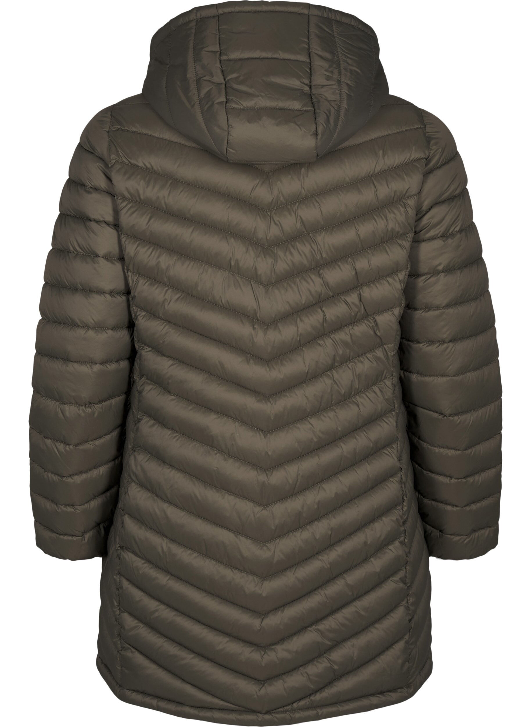 Zizzi Lichtgewicht jas met zakken en afneembare capuchon, Groen, Packshot image number 1