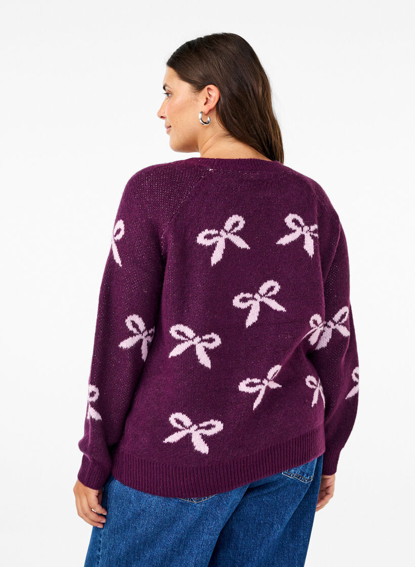 Gebreide blouse met strikjes, Corsage Mel. Comb, Model image number 1