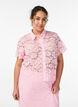 Kanten shirt blouse met parelknopen, Roze, Model image number 0