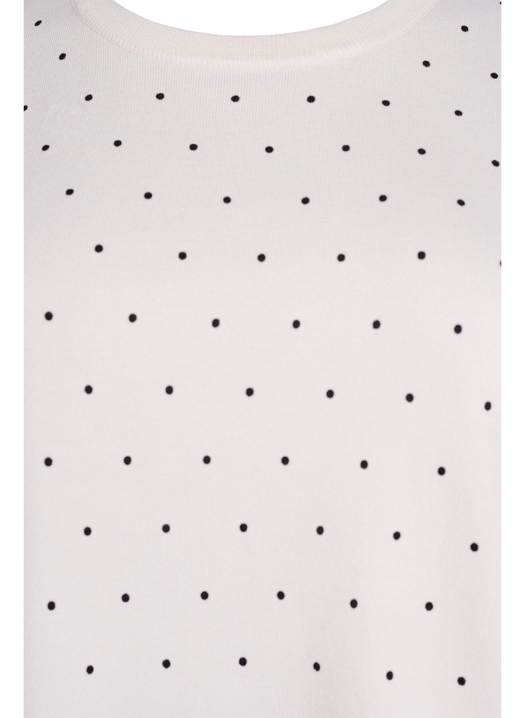 Zizzi Gebreide top met stippenpatroon en korte mouwen, Wit, Packshot image number 2