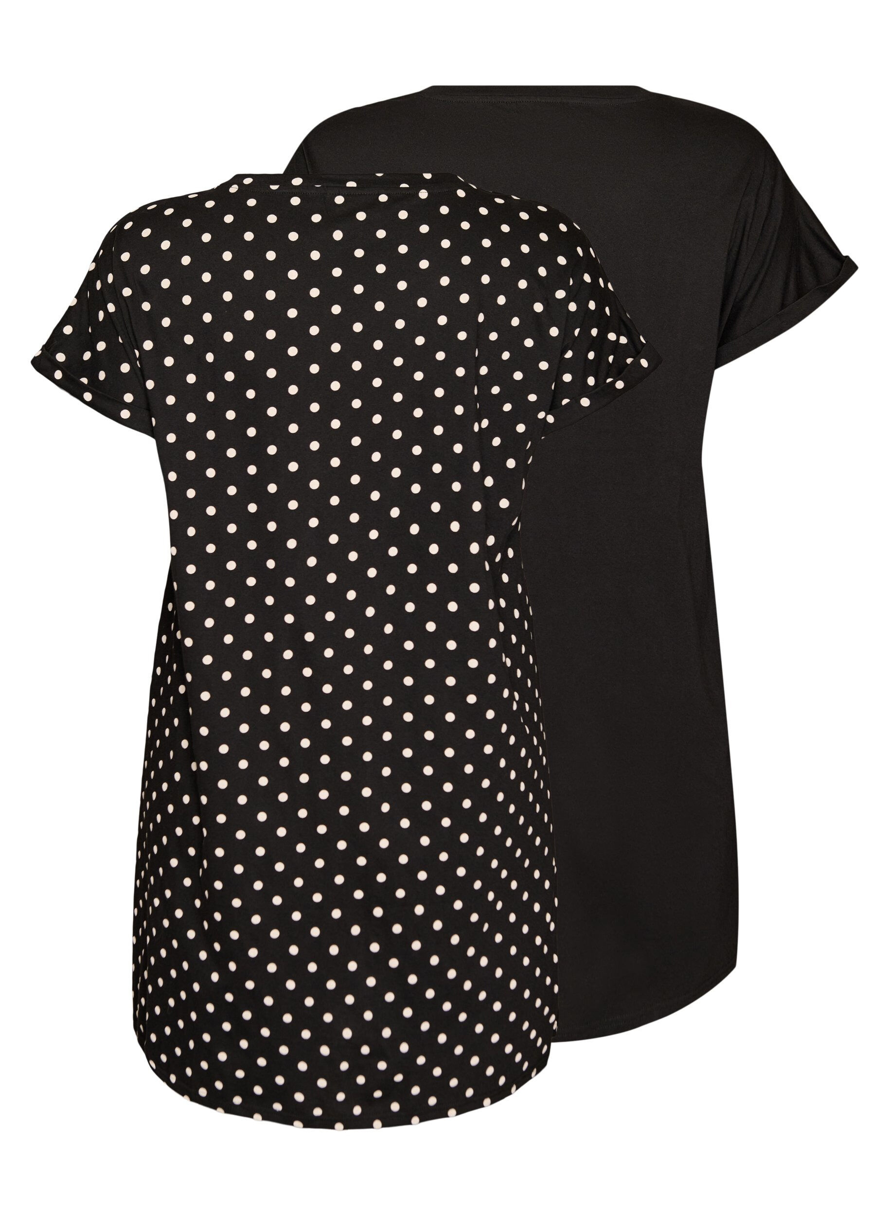 Zizzi 2-pack T-shirtjurk met korte mouwen, Zwart, Packshot image number 1