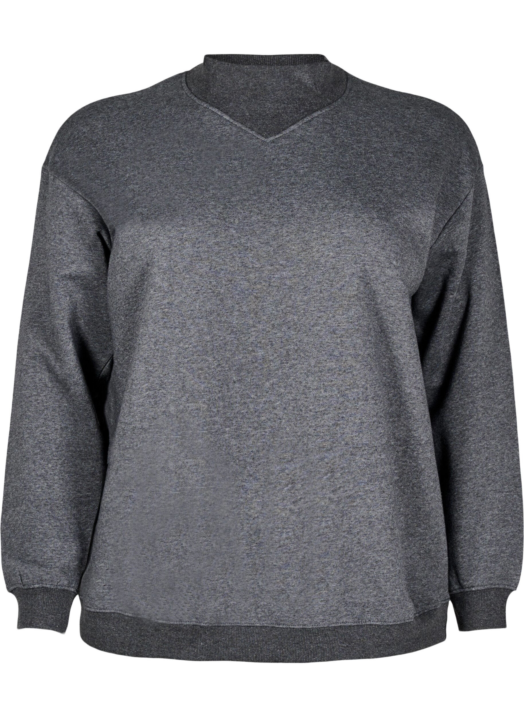 Zizzi Sweatshirt met hoge kraag en lange mouwen, Grijs, Packshot image number 0