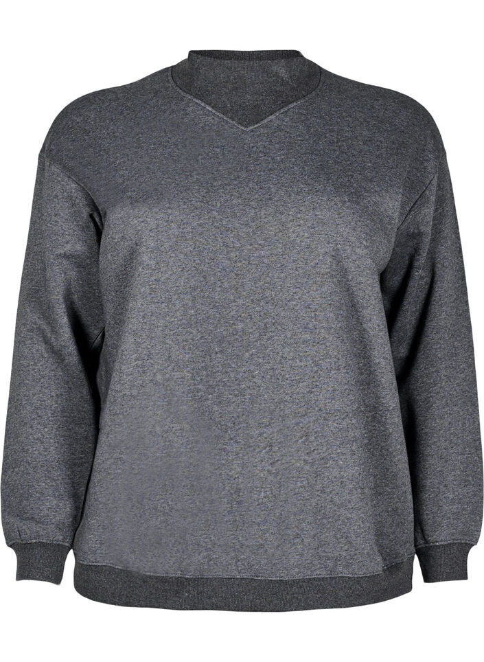 Sweatshirt met hoge kraag en lange mouwen, Grijs, Packshot image number 0