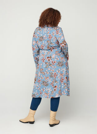 Viscose midi-jurk met print, Light Blue Paisley, Model image number 0
