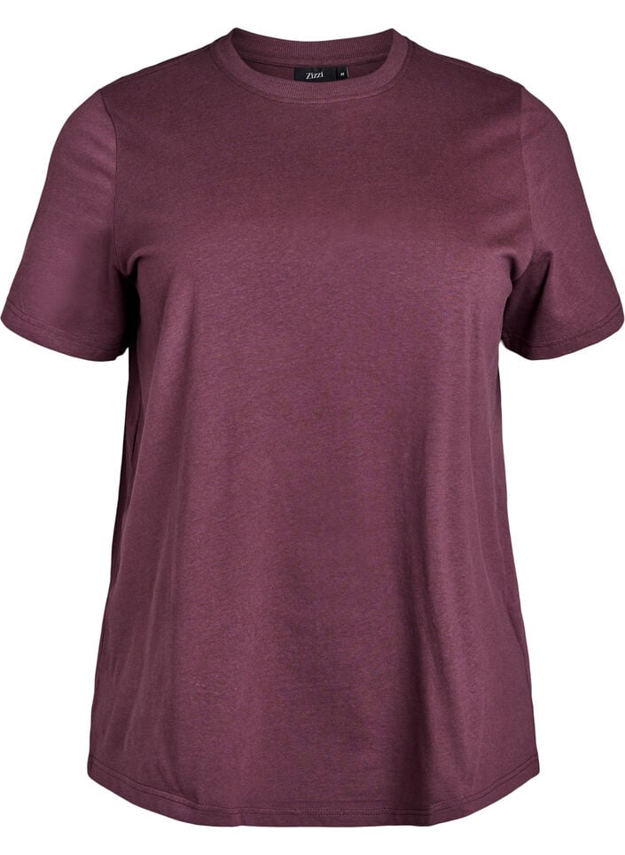 Basic katoenen T-shirt met ronde hals, Donker Bordeaux, Packshot image number 0