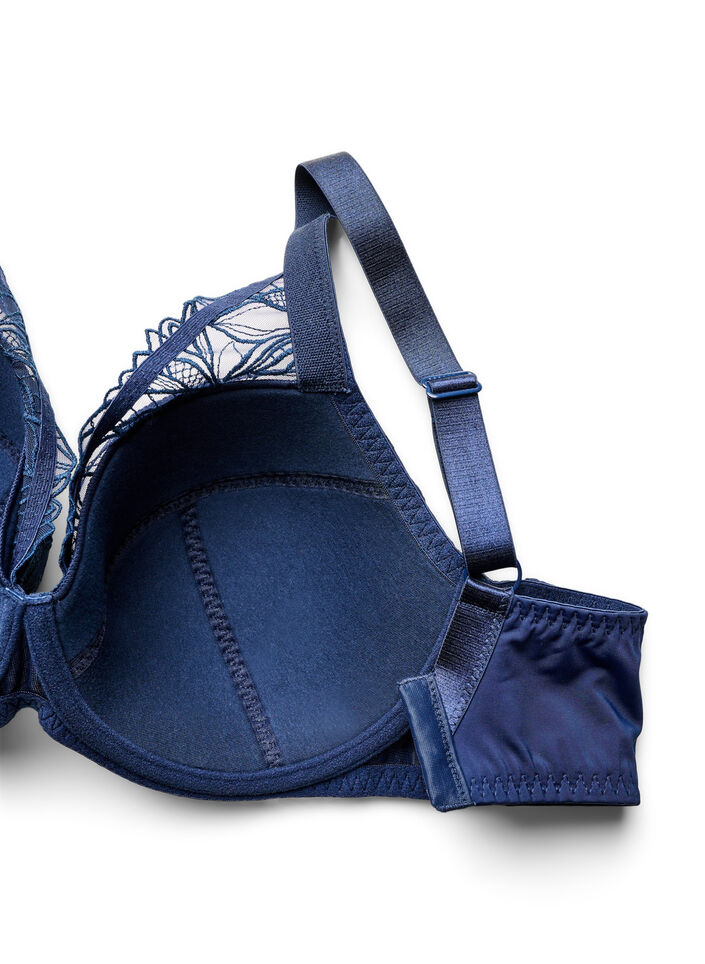 Gewatteerde kanten beha met beugel, Blauw, Packshot image number 3