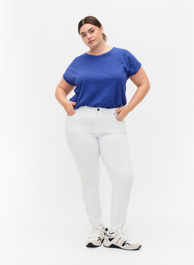 T-shirt met korte mouwen van katoenmix, Blauw, Model image number 1