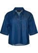 Denimblouse met borstzak en mouwen tot de elleboog, Blauw, Packshot image number 0