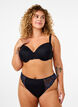 G-string van microvezels met kant, Black w Blue, Model image number 0