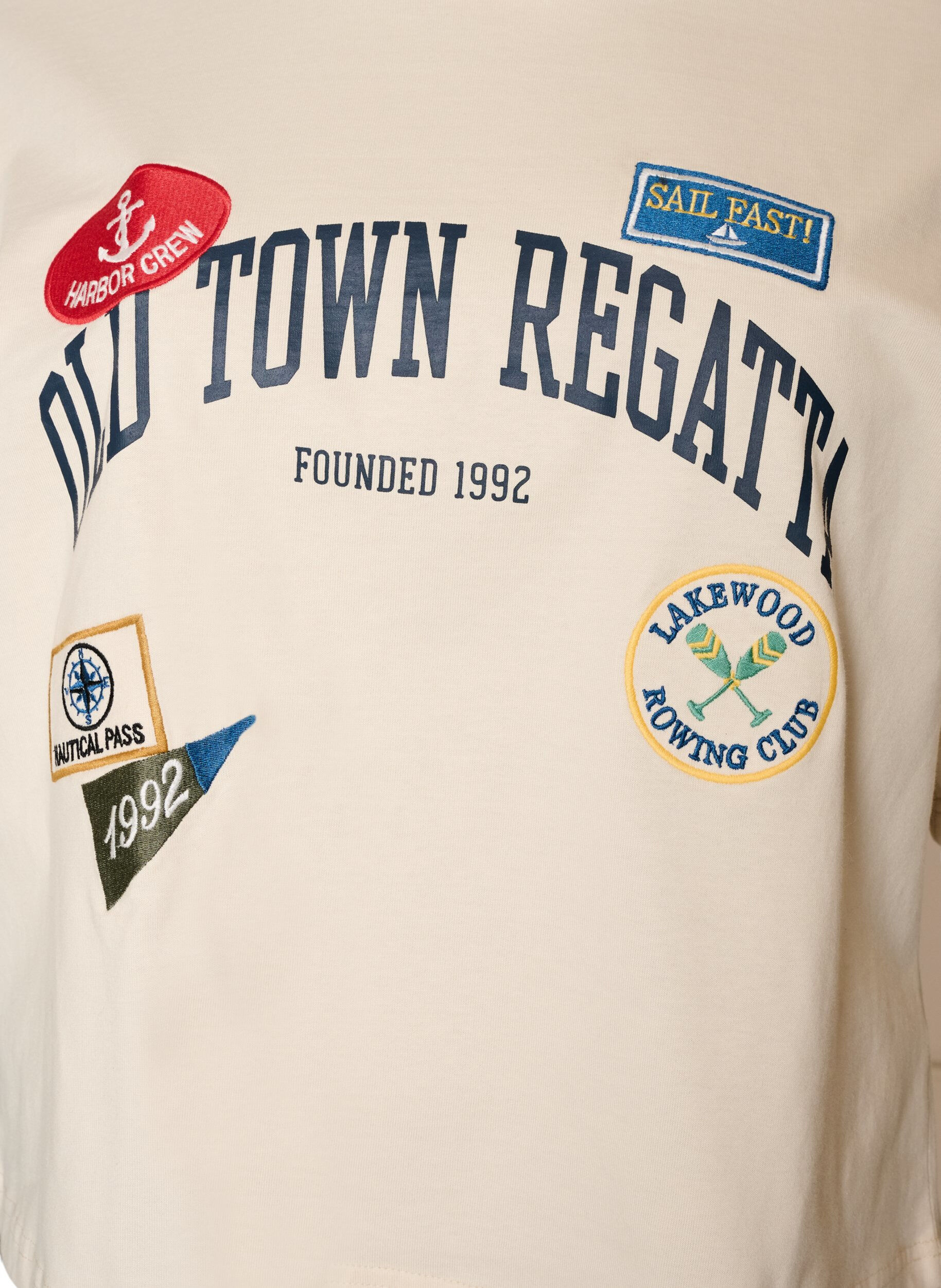 ZizziT-shirt met tekstprint en badges, Beige, Packshot image number 2