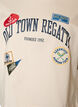 T-shirt met tekstprint en badges, Beige, Packshot image number 2