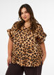 Blouse met luipaardprint en ruches, Bruin, Model image number 0